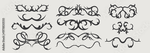 Vector design element of classic baroque ornaments with elegant scrollwork, medieval details.