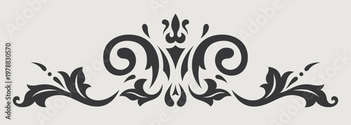 Vector design element of classic baroque ornaments with elegant scrollwork, medieval details.