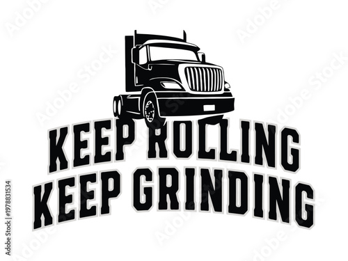 Truck illustration depicts a semi tractor trailer for heavy cargo transportation.