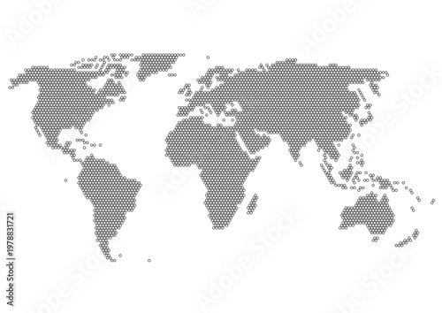 黒縁六角形模様の世界地図