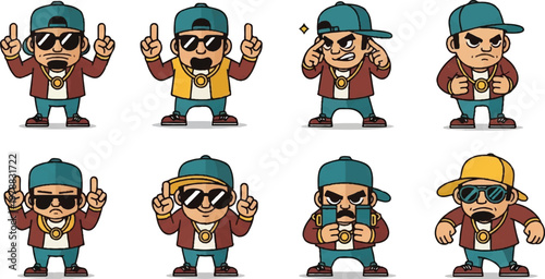 Cartoon characters in various poses and expressions