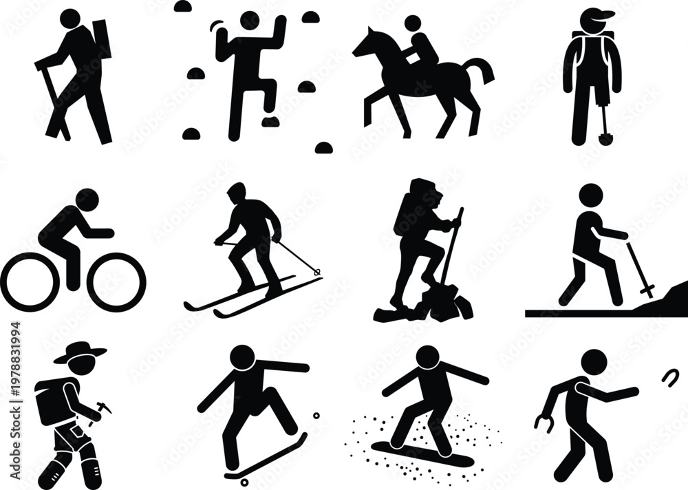 Fototapeta premium Outdoor Travel and Adventure and Mountain Exploration Vector Illustration