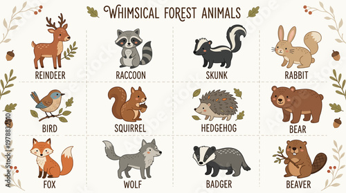 Diverse collection of cartoonish animals in playful poses and expressions