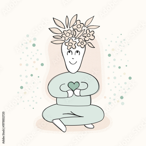 Blooming mind for optimism positive thoughts and mental wellness vector illustration