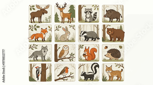 Assorted colorful traditional japanese paper cutouts arranged in a grid pattern.