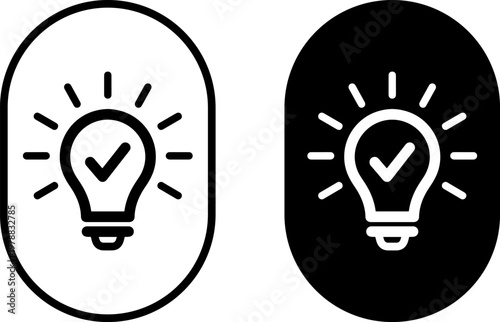 A creative illustration of two lightbulb icons with checkmarks on a white background