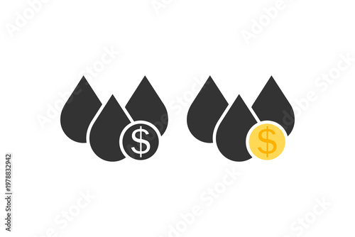 Oil drops with dollar symbols representing economic value and industry impact.