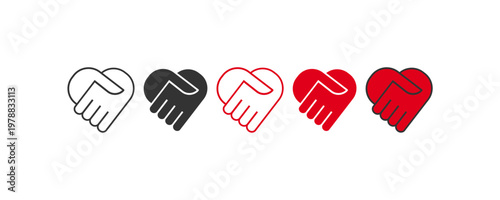 Heart-shaped hands in black, white, and red symbolizing unity and diversity.