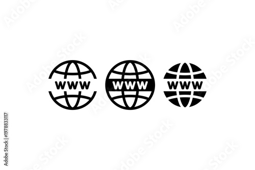 Triple globe www icons: internet symbols and online representation.