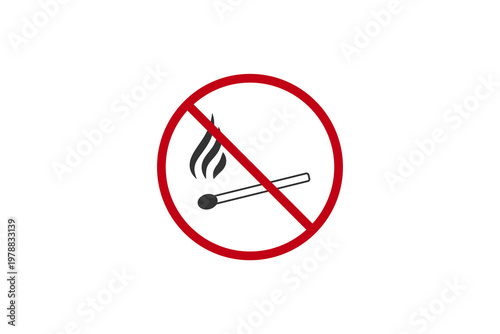 No open flames sign with red circle and burning match icon.
