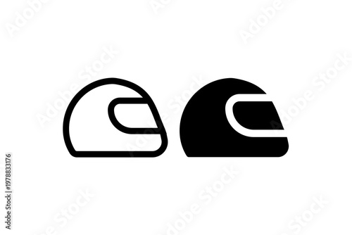 Black and white helmet icons for safety and design concepts.