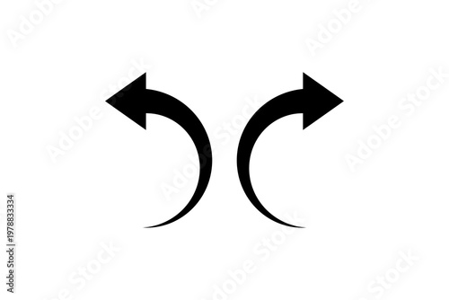 Black curved double arrows on white background symbolizing direction and movement.