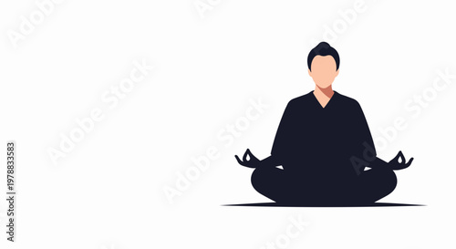 Zen meditation vector illustration of person in lotus pose for mindfulness and calm. Zen meditation practice for inner peace and relaxation. Concept zen meditation for wellness and self care.