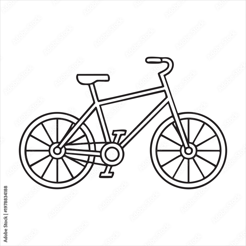 Fototapeta premium Outline bicycle icon black and white simple vector illustration isolated on white background