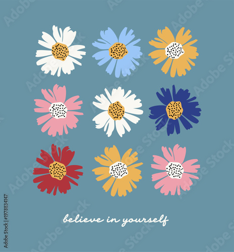 believe in yourself colorful flower motivational poster design believe in yourself floral illustration animation