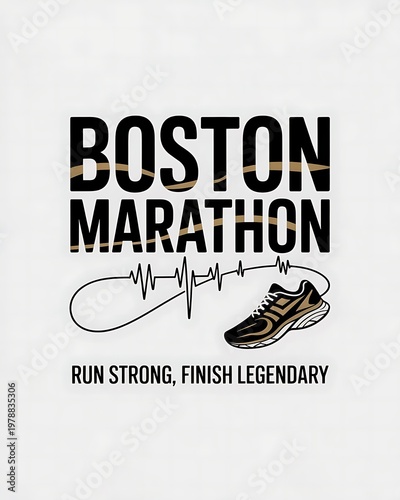 A motivational poster for a marathon runner with a shoe and heartbeat design
