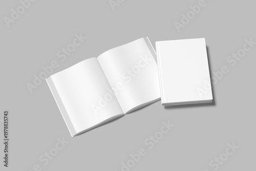 book open with closed blank mockup view