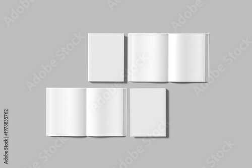 book open with closed blank mockup view