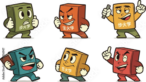 Cartoon characters with expressions and gestures