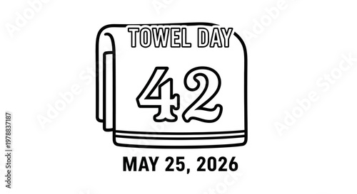 Towel Day 42 celebration icon isolated on background