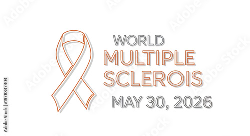 World Multiple Sclerosis awareness ribbon isolated on background
