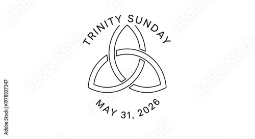 Trinity Sunday religious symbol with date May 31 2026 vector illustration isolated on background