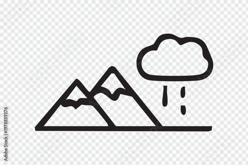 Tableau sur toile Hand drawn mountain range with rain cloud icon