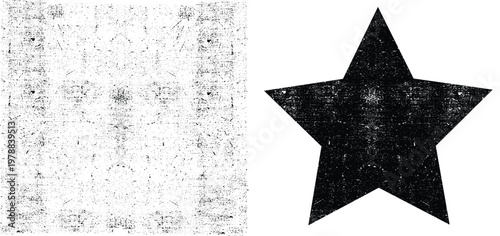 Abstract black and white composition textured field and sharp star