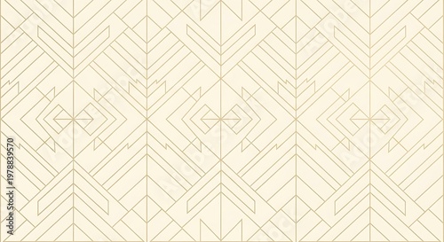 Art Deco Geometric Pattern in Cream and Gold background