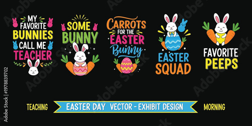 Festive easter bunny squad design with peeps and carrot graphics