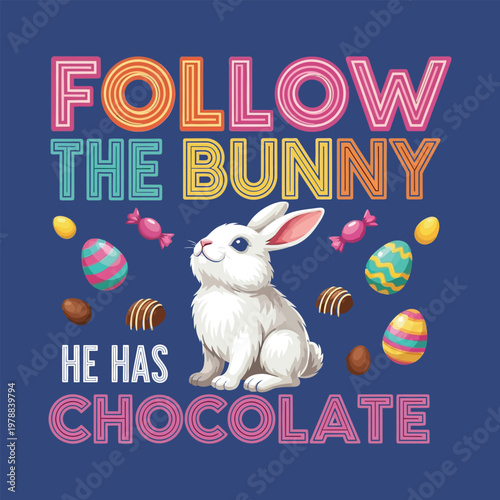 Follow the bunny a festive easter graphic with chocolate promise