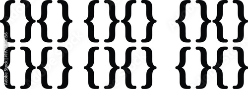 Brackets icon set, vector illustration of curly bracket symbols for typography coding programming syntax and text design elements.