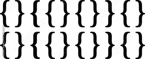 Brackets icon set, vector collection of curly brackets typography symbols for coding programming text formatting and graphic design.