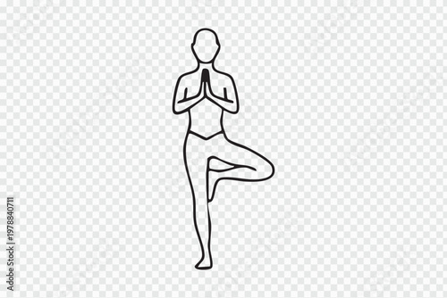 Yoga tree pose icon, vector illustration of a person balancing on one leg