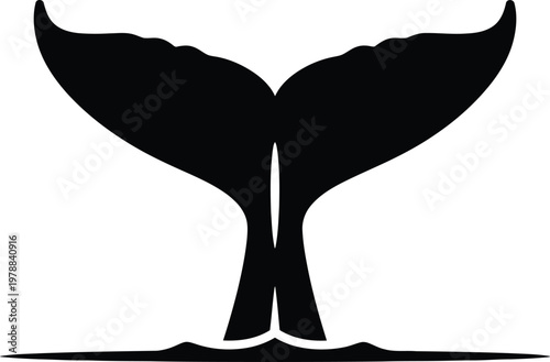 A black silhouette of a whale's fluke
