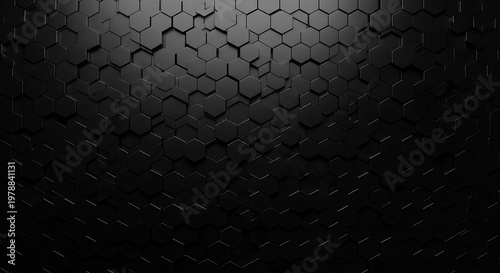 Dark Hexagonal Grid Texture with Depth pattern
