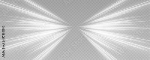 Bright white light streaks flow along a dark city road, forming smooth paths of motion and speed. Long exposure effect adds depth and clarity. A modern illustration of high-speed digital traffic.