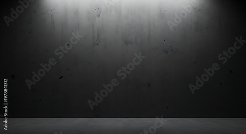 Dark Textured Concrete Wall with Spotlight and Floor