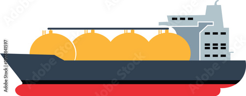 Gas Carrier Tanker Ship Icon – Sea Freight Transportation Vector Illustration
