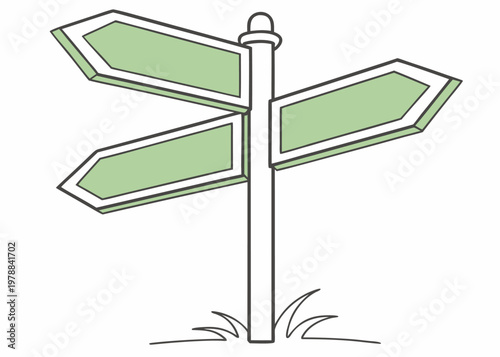 Green directional signboard isolated, empty road sign for guidance and marketing display.