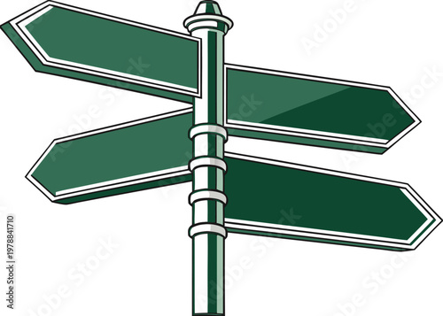 Vector green road sign isolated on transparent background for navigation and advertisement use.