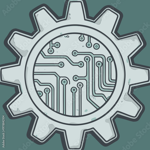 AI Automation Gear Isolated Vector Illustration