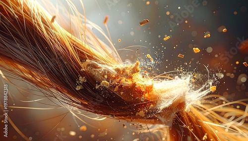 Explosive Fiber - A Detailed Macro Shot of Destruction.
