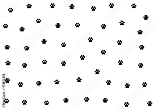 Seamless pattern with small cat paw prints and kitty foot tracks
