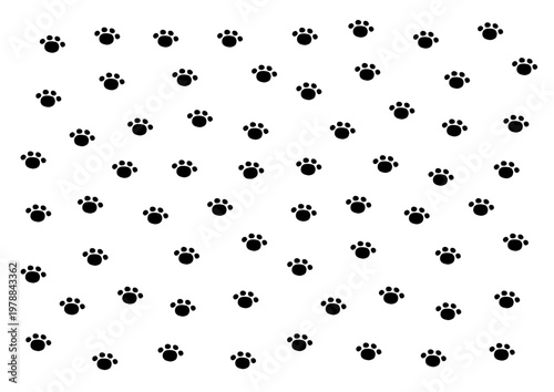 Seamless pattern with minimalist animal paw prints and pet tracks