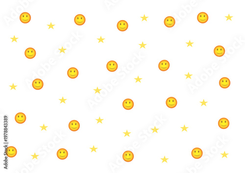 Seamless pattern with various yellow emoji faces and expressive smiles