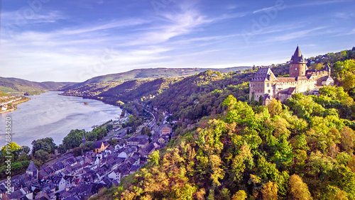 Middle Rhine Valley with Stahleck and Bacharach in Rhineland-Palatinate, Germany
