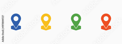 Positioning Icon Set Color Multiple Style Collection Element For Design