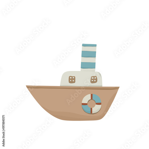 Vector ship. Hand drawn   illustration on white background