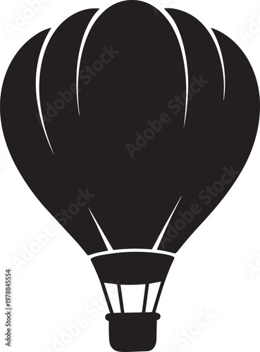 Hot air balloon icon set with wingless aircraft, lifting gas, and black and white